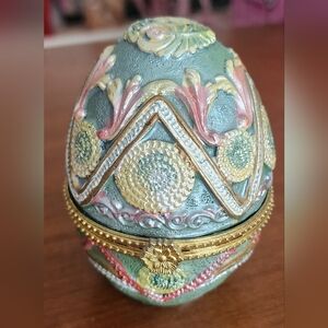 Egg Shaped Decorative Hinged Trinket Box